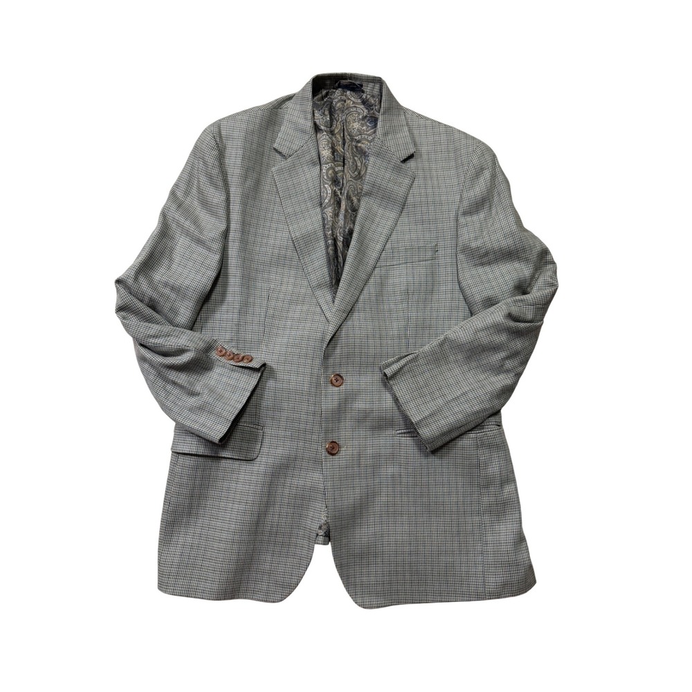 Ralph Ralph Lauren Silk Wool Blend Blazer 40R Houndstooth Plaid Dillard's